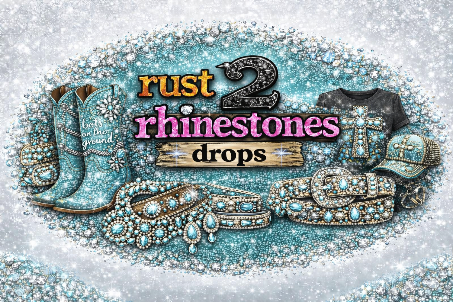 rust 2 rhinestones drops