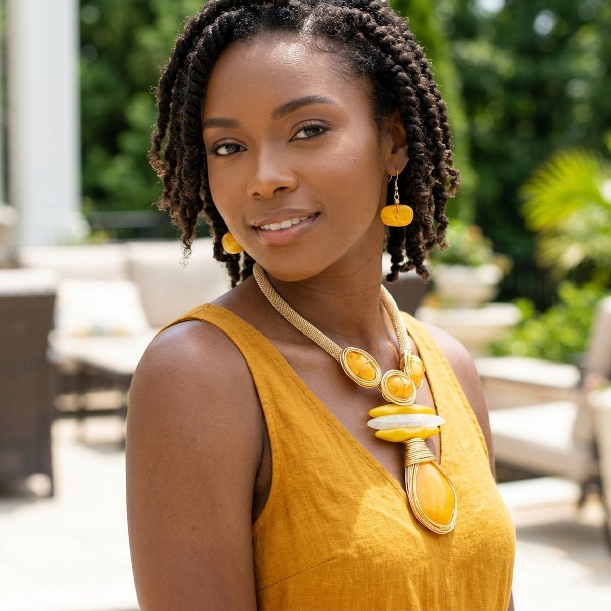 Mustard Yellow Teardrop Pendant Handmade Necklace